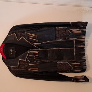 Cowgirl Leather Jacket with Fringe Detail